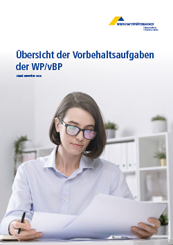 Cover Übersicht der Vorbehaltsaufgaben der WP/vBP